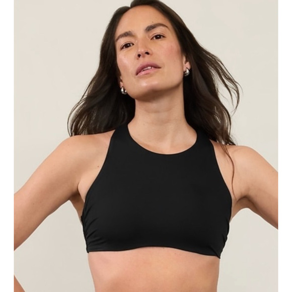 NWT Athleta 34 B/C Black Maldives Bra Cup Bikini Top Removable Pads Bra - Picture 2 of 7